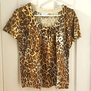 Joseph A leopard short sleeve sweater